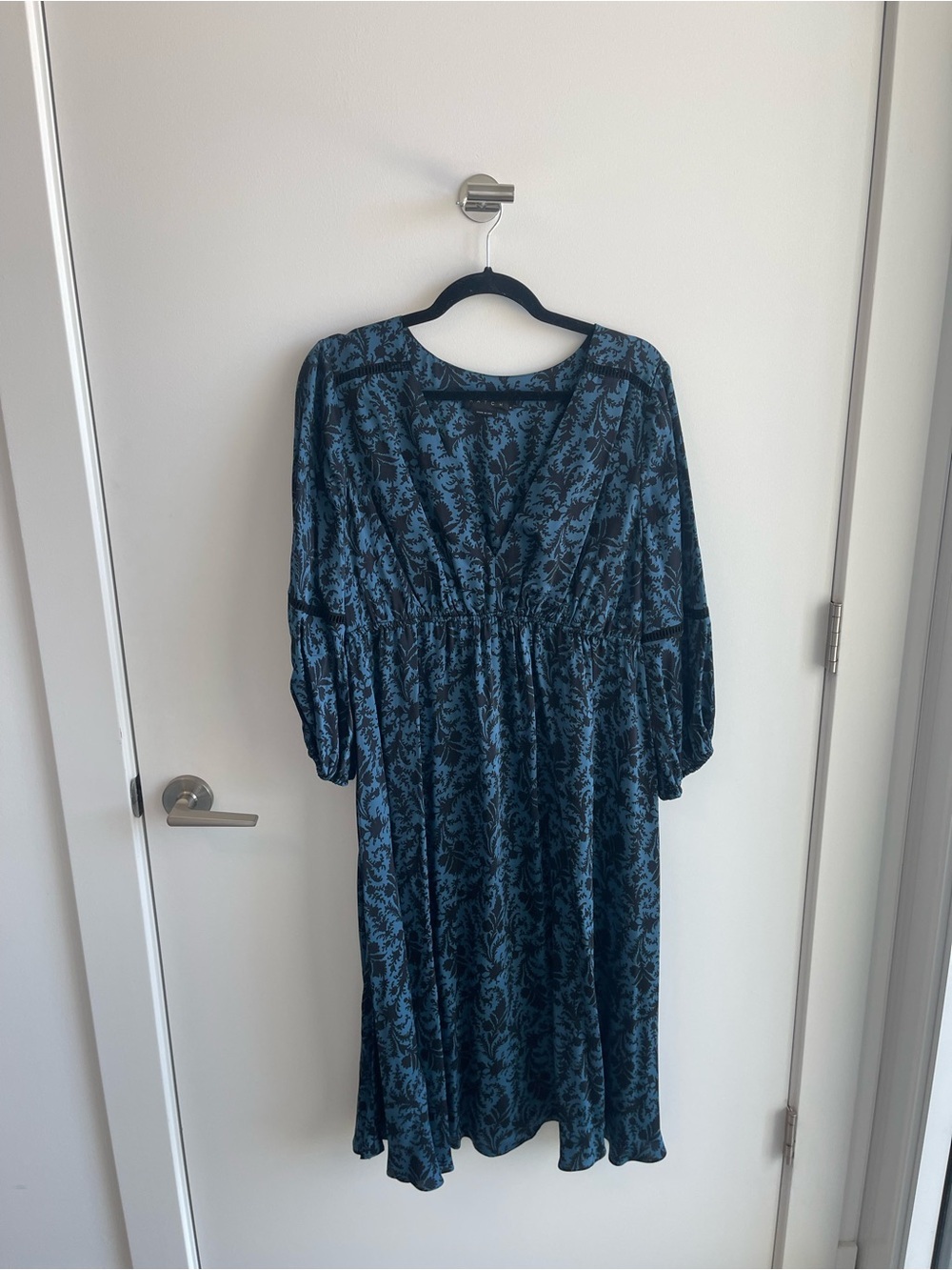 Hatch Women's Teal and Black Floral Midi Dress Maternity
